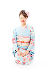 japanese traditional woman on white background