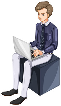 A businessman using a laptop