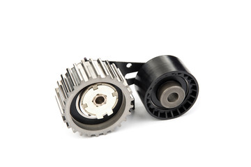 Tensioner pulley roller isolated on white