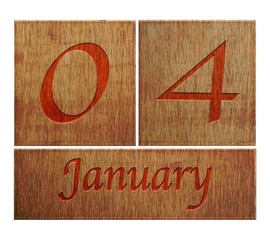 Wooden calendar January 4.