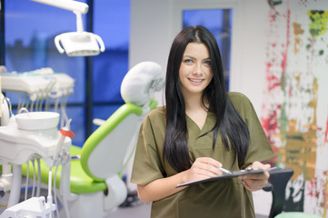 Charismatic assistant welcomes the patient