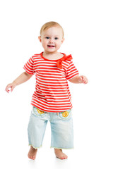 happy baby girl running