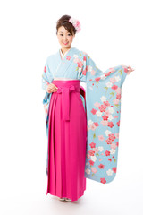 Fototapeta premium japanese traditional woman on white background