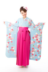 japanese traditional woman on white background