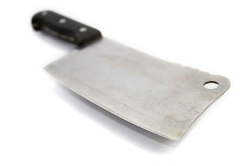 Used butcher knife isolated on white