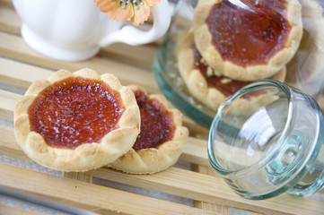 close up cookies with jar