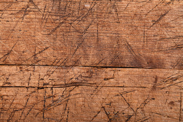 Scratched wooden plate
