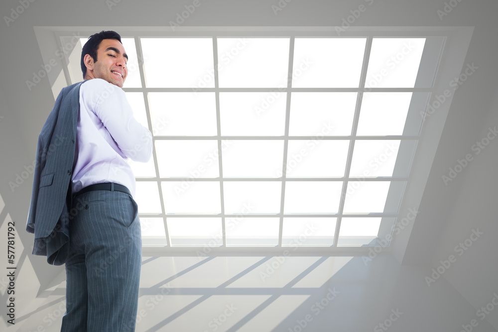 Poster composite image of smiling businessman standing