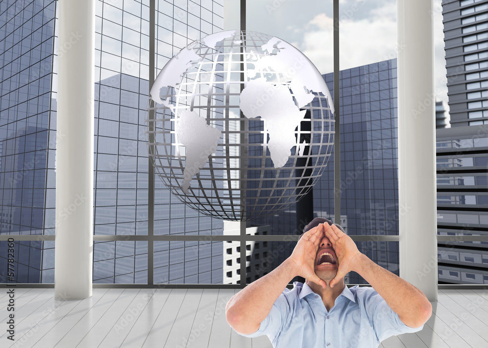Poster composite image of shouting casual man standing