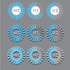blue preloaders and progress loading bars. vector illustration.