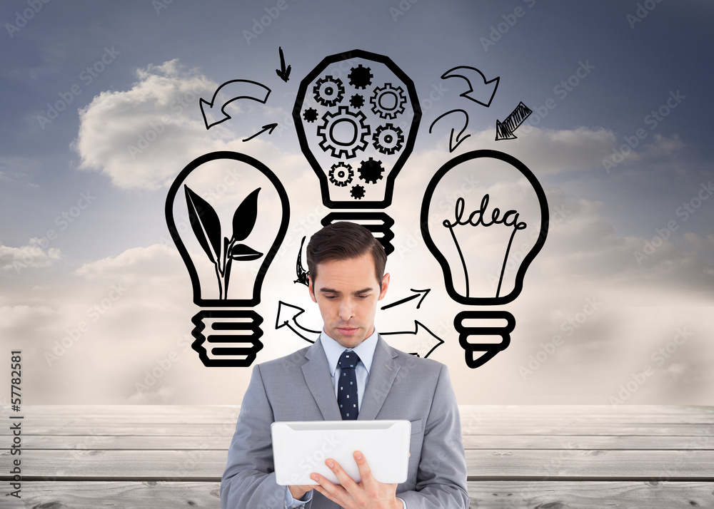 Aufkleber composite image of businessman holding a tablet computer