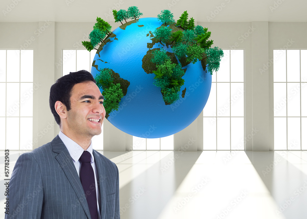 Poster composite image of smiling businessman standing