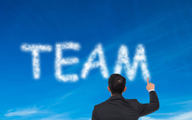 Composite image of asian businessman pointing