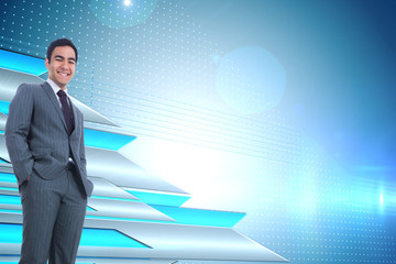 Composite image of smiling businessman standing