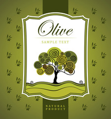 Olive tree. Vector decorative olive branch. For labels, pack.