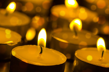 Burning candles with shallow depth of field