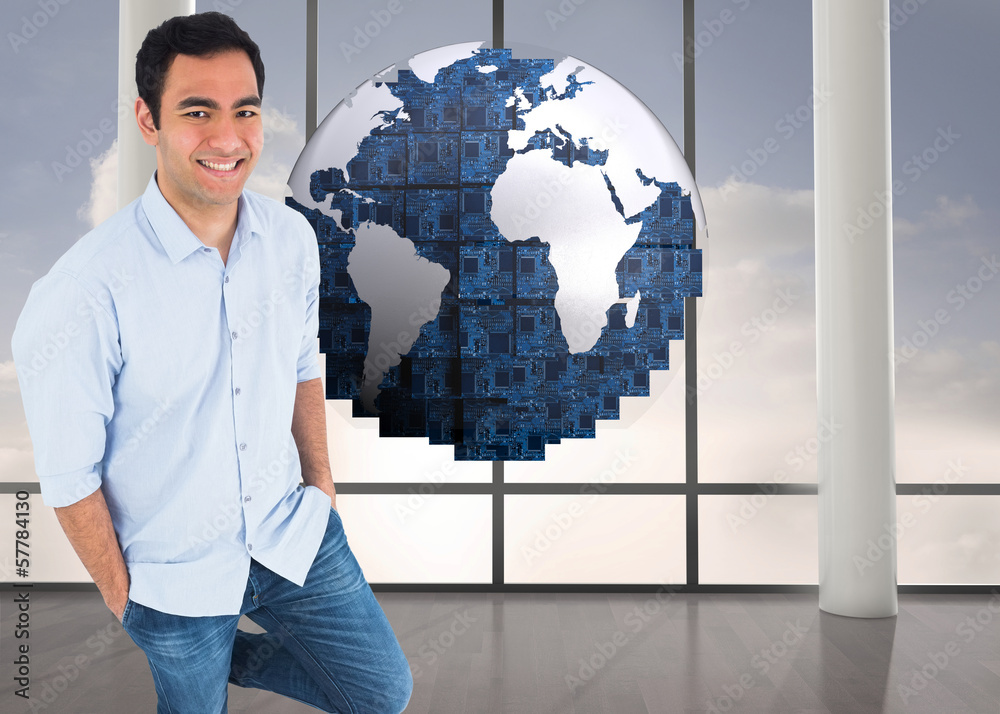 Poster composite image of smiling casual man standing