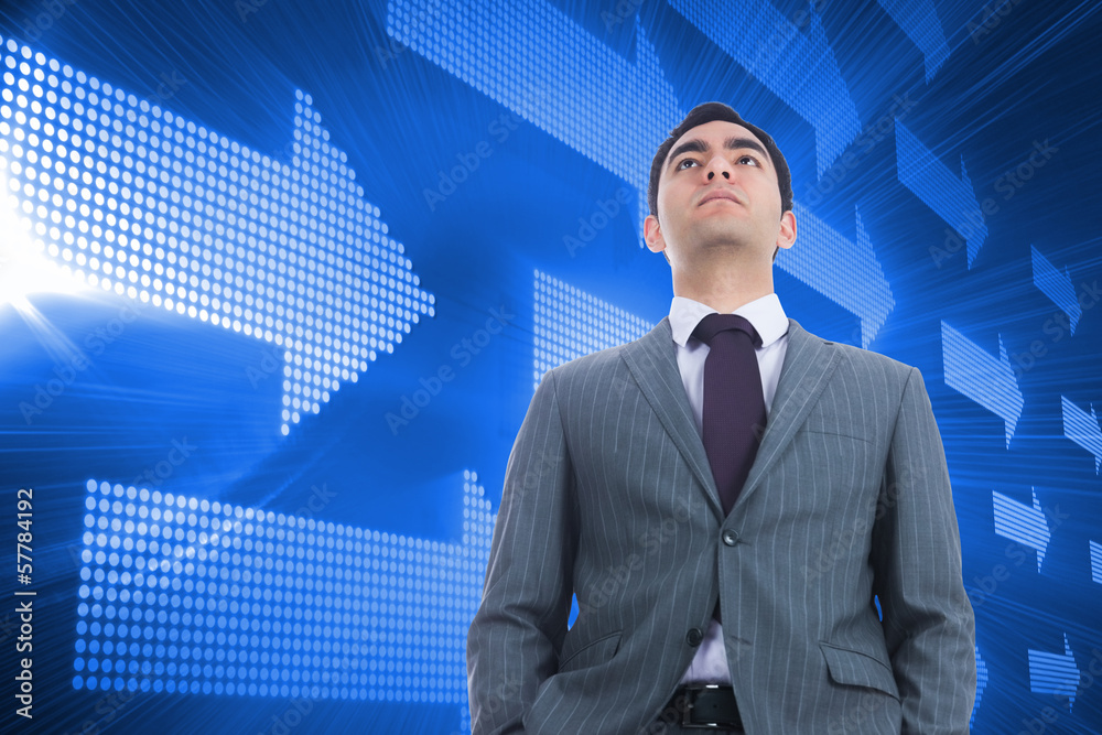Poster composite image of unsmiling businessman standing