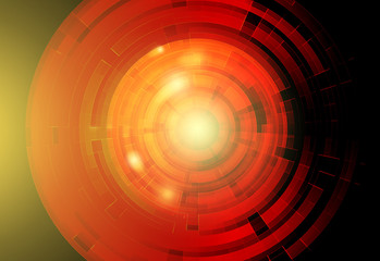 abstract tech circles background design with light effect orange