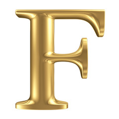 Golden matt letter F, jewellery font collection