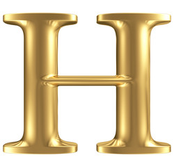 Golden matt letter H, jewellery font collection