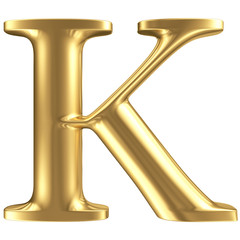 Golden matt letter K, jewellery font collection