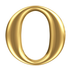 Golden matt letter O, jewellery font collection