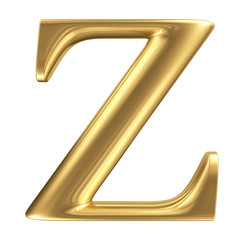 Golden matt letter Z, jewellery font collection