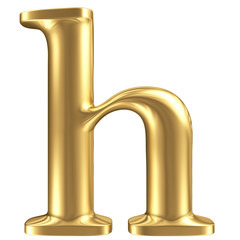 Golden matt lowercase letter h, jewellery font collection
