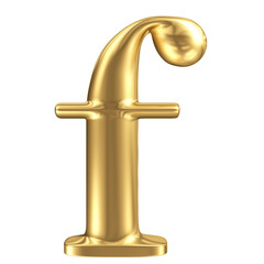Golden matt lowercase letter f, jewellery font collection