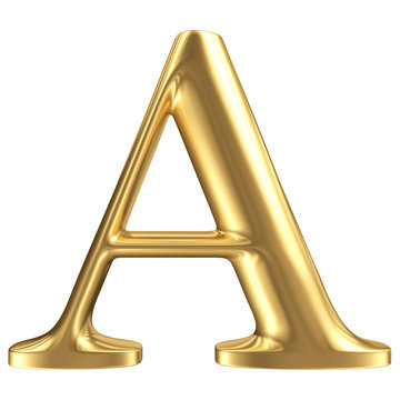 Golden matt letter A, jewellery font collection