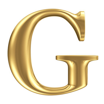 Golden matt letter G, jewellery font collection