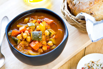 Vegetables soup with chickpea