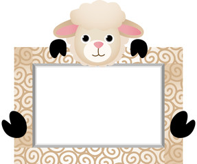 Fototapeta premium Cute Sheep With Bank Label
