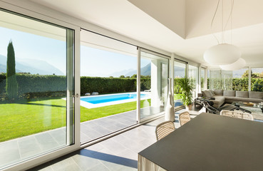 Modern villa, interior, dining table view