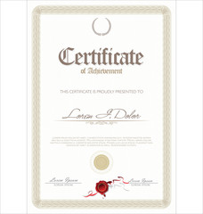 Illustration of gold detailed certificate