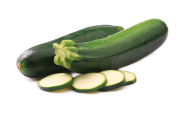 Ripe zucchini isolated on a white.