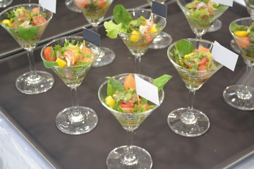 Food in cocktail Maritini Glass