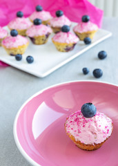 Pink blueberry lemon cupcakes