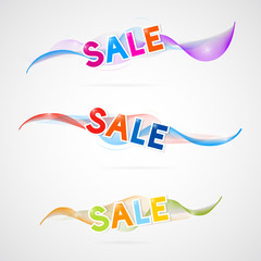 Vector waves with Sale heading in shiny colors