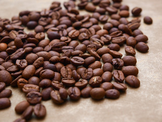 Photo of coffee beans on gold background
