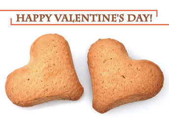 Two heart-shaped cookies isolated on white