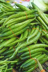 Fresh vegetables - cucumber in the market.