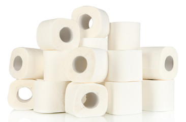 Rolls of toilet paper isolated on white