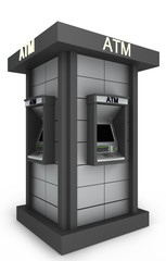 street totem  with automated teller machine