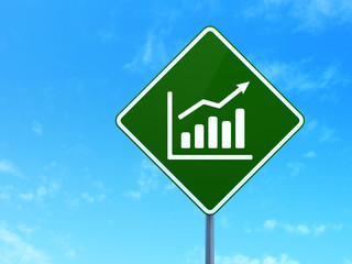News concept: Growth Graph on road sign background