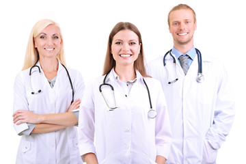 Medical workers isolated on white