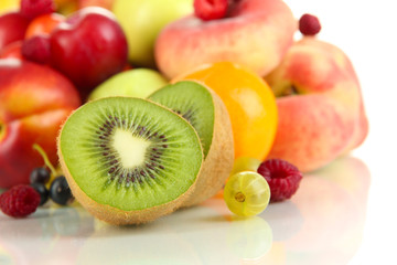 Assortment of juicy fruits, isolated on white