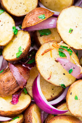 Baked potato with red onion