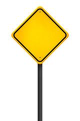 Yellow Traffic Sign on White Background